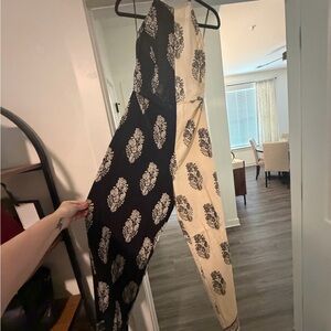 Fashion Nova Black and Cream Patterned Jumpsuit